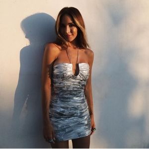 Zara Draped dress with metallic thread